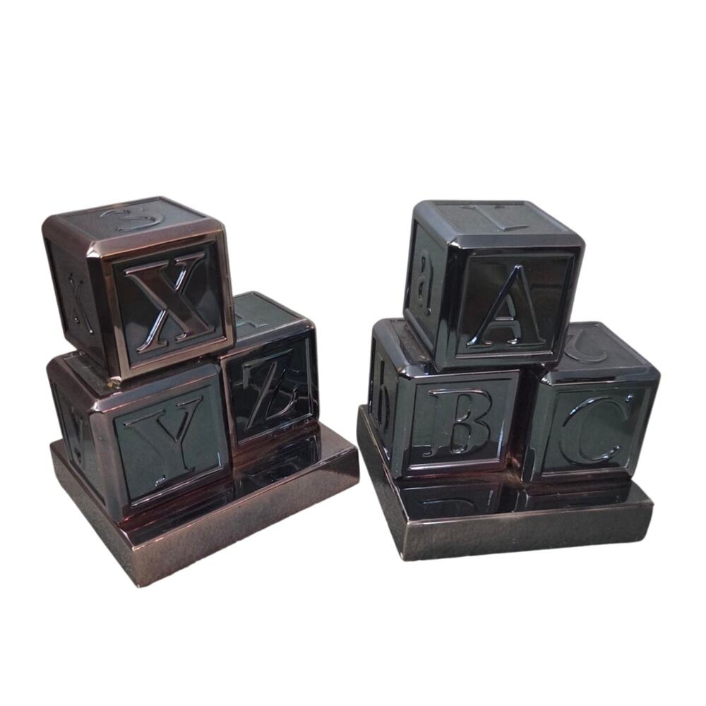 RedEnvelope Silver Plated Baby ABC Block Bookends Baby Shower Gift